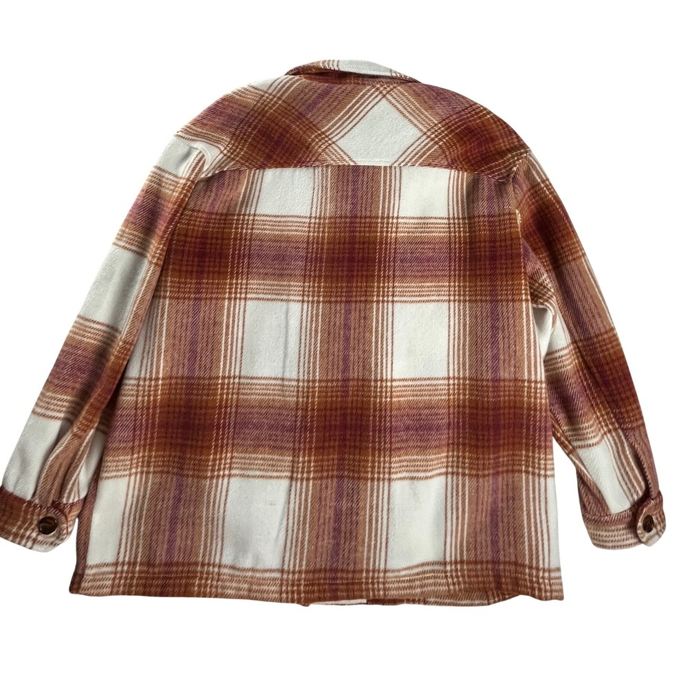 Workshop Plaid Shirt Jacket Shacket Rust Cream Fl… - image 2